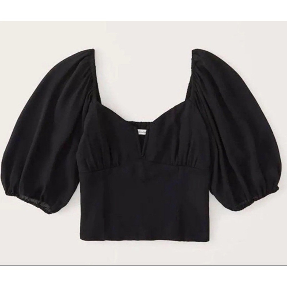 Abercrombie & Fitch Black Puff Sleeve Crop Top‎ Size Small